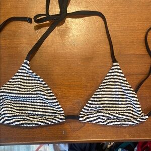 Striped Black and White Bikini Top